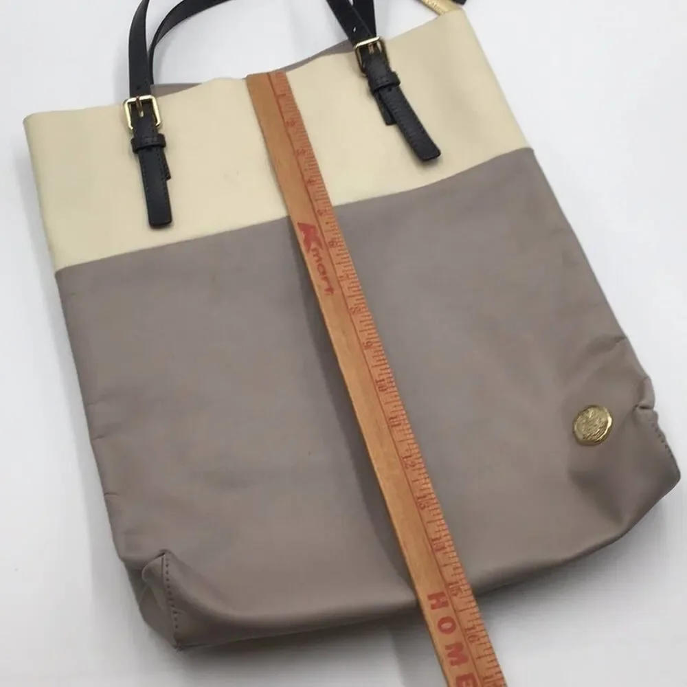 Vince Camuto gray leather tote bag 2 comp+pocket